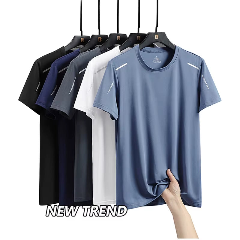 Men'S Running Quick Drying T-Shirts Breathable Hiking Fishing Tees Soft Elasticity Outdoor Sports Short Shirt Summer